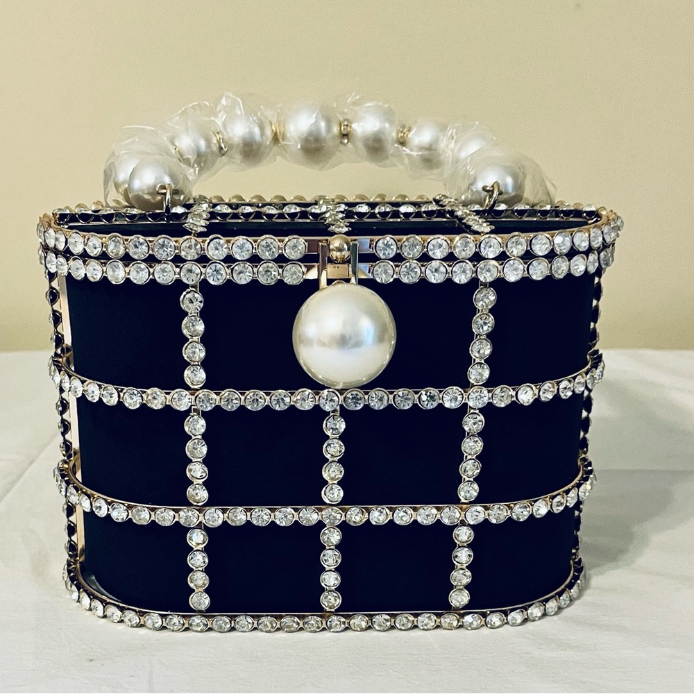 Black costume purse with rhinestones